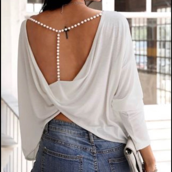 Matmazel Styling Sweaters - Boutique Top with Beaded Twisted Strap NEW